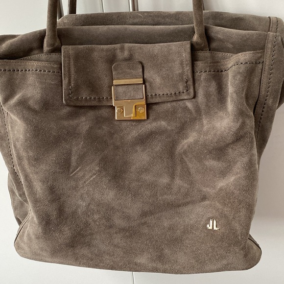 Lanvin grey suede crossbody shoulder bag - Picture 3 of 16